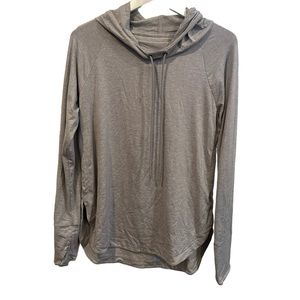 Athleta Pullover Hoodie Womens Small sweatshirt Gray Round Hem run active gym